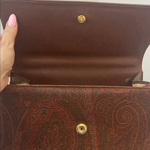 Etro 96’ Paisley Satchel In Brown with Gold Accent - Picture 10 of 17